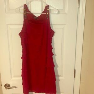 Red Tiered Ruffle Dress w/sparkle detail-SZ 16